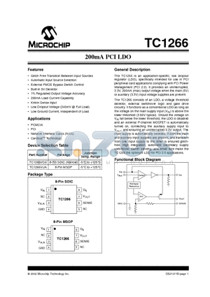 TC1266VOA datasheet - 200mA PCI LDO