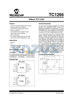 TC1266VUA datasheet - 200mA PCI LDO