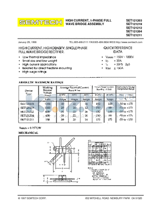 SET121203 datasheet - HIGH CURRENT, 1-PHASE FULL WAVE BRIDGE ASSEMBLY