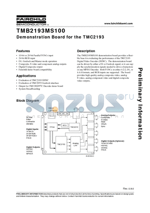 TMB2193MS100 datasheet - Demonstration Board for the TMC2193