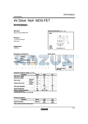 RHP030N03 datasheet - 4V Drive Nch MOS FET