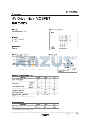 RHP030N03 datasheet - 4V Drive Nch MOSFET