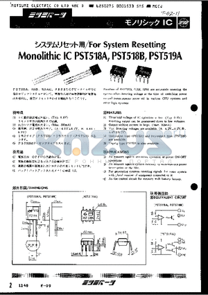 PST518B datasheet - FOR SYSTEM RESETTING MONOLITHIC IC