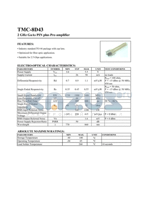 TMC-8D43 datasheet - 2 GHZ GAAS PIN PLUS AMPLIFIER