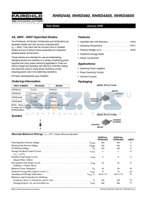 RHRD440 datasheet - 4A, 400V - 600V Hyperfast Diodes