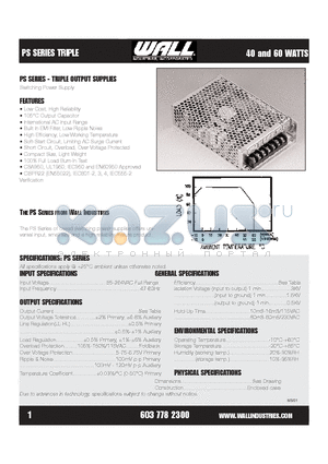 PST60 datasheet - Switching Power Supply