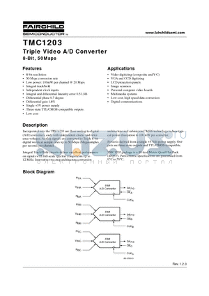 TMC1203KLC20 datasheet - Triple Video A/D Converter