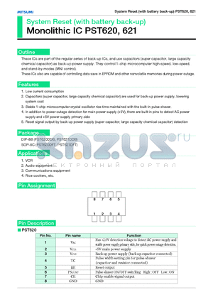 PST620 datasheet - System Reset (with battery back-up) Monolithic IC