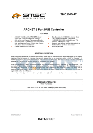 TMC2005 datasheet - ARCNET 5 Port HUB Controller