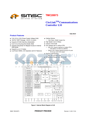 TMC20073 datasheet - CIRCLINK COMMUNICATIONS CONTROLLER LSI