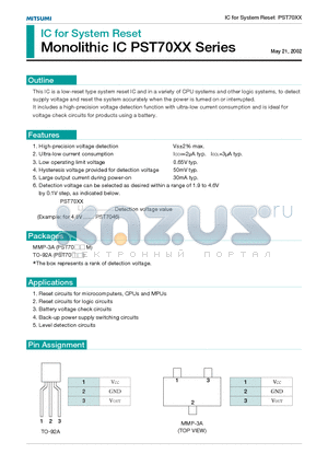 PST70XX datasheet - IC for System Reset Monolithic IC