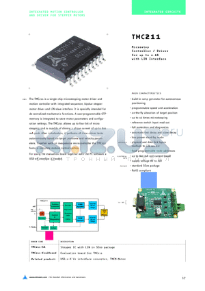 TMC211-SA datasheet - Microstep Controller/Driver for up to 0.8A with LIN Interface