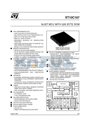 ST10 datasheet - 16-BIT MCU WITH 32K BYTE ROM