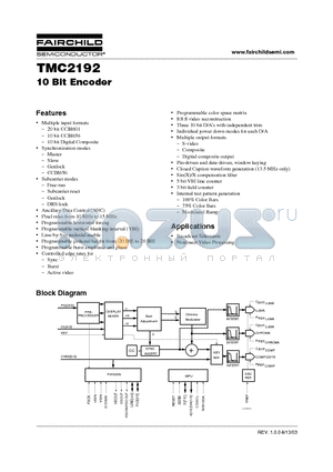 TMC2192KHC datasheet - 10 Bit Encoder