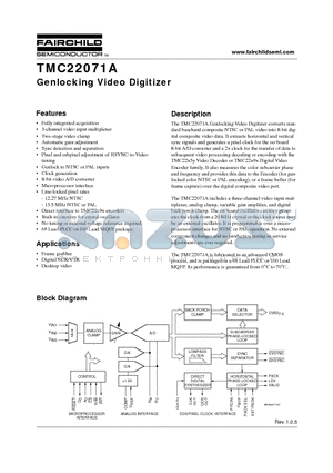 TMC22071AKHC1 datasheet - Genlocking Video Digitizer