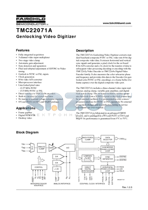 TMC22071AR1C datasheet - Genlocking Video Digitizer