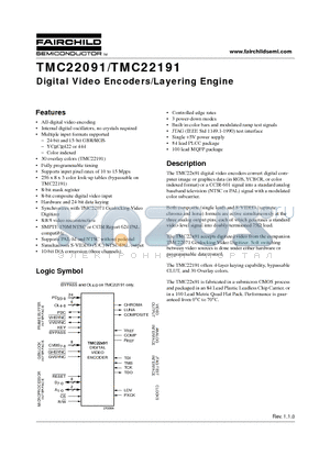 TMC22091 datasheet - Digital Video Encoders/Layering Engine