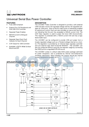 UCC3831 datasheet - Universal Serial Bus Power Controller