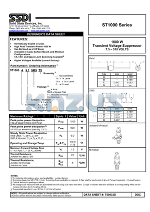 ST1000 datasheet - Transient Voltage Suppressor
