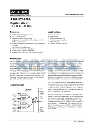 TMC2249AG1C datasheet - Digital Mixer 12 x 12 Bit, 60 MHz