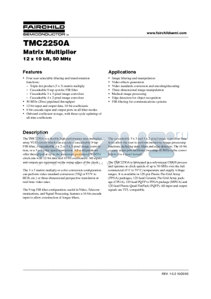 TMC2250AKEC2 datasheet - Matrix Multiplier 12 x 10 bit, 50 MHz