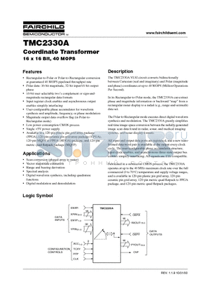 TMC2330AG1C datasheet - Coordinate Transformer 16 x 16 Bit, 40 MOPS