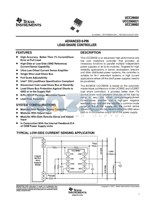 UCC39002DR datasheet - ADVANCED 8-PIN LOAD-SHARE CONTROLLER