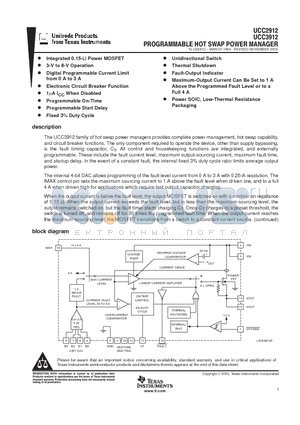 UCC3912PWPTR datasheet - PROGRAMMABLE HOT SWAP POWER MANAGER