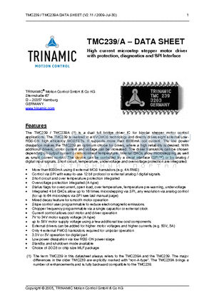 TMC239_1 datasheet - High current microstep stepper motor driver with protection, diagnostics and SPI Interface