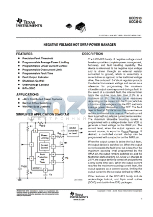 UCC3913N datasheet - NEGATIVE VOLTAGE HOT SWAP POWER MANAGER