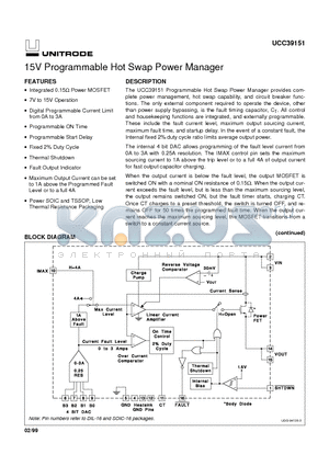 UCC39151 datasheet - 15V Programmable Hot Swap Power Manager