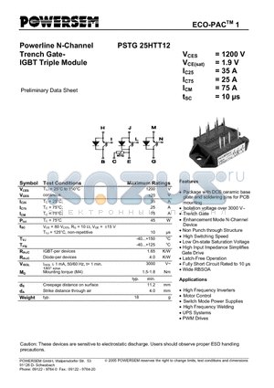 PSTG25HTT12 datasheet - Powerline N-Channel Trench Gate-IGBT Triple Module