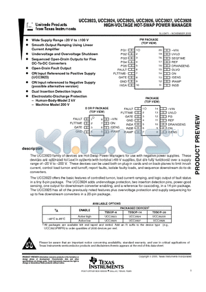 UCC3924 datasheet - HIGH-VOLTAGE HOT-SWAP POWER MANAGER