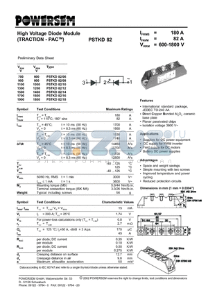 PSTKD82 datasheet - High Voltage Diode Module