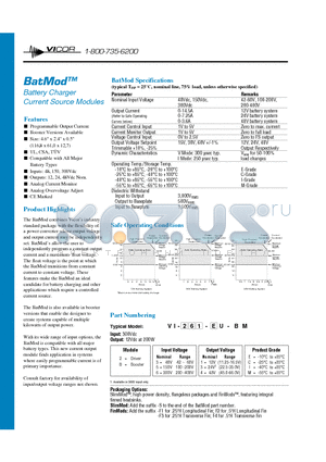 VI-B61-IU-BM datasheet - Battery Charger Current Source Modules