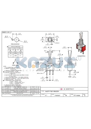 ST110000 datasheet - E-SWITCH 100SP1T6B11M2QEH