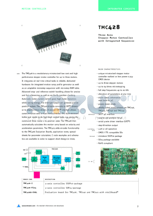 TMC428 datasheet - Three Axis Stepper Motor Controller with Integrated Sequencer