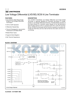 UCC5510 datasheet - Low Voltage Differential LVD/SE SCSI 9 Line Terminator