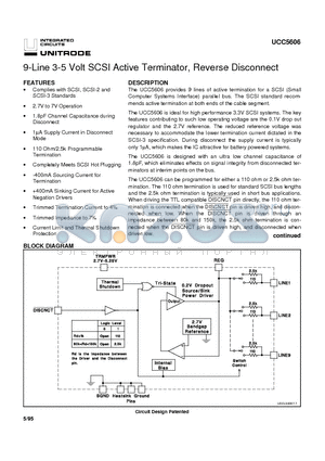 UCC5606 datasheet - 9-Line 3-5 Volt SCSI Active Terminator, Reverse Disconnect