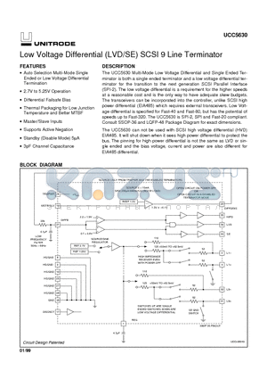 UCC5630 datasheet - Low Voltage Differential LVD/SE SCSI 9 Line Terminator