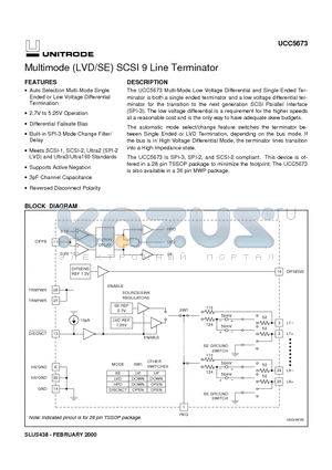 UCC5673 datasheet - Multimode LVD/SE SCSI 9 Line Terminator