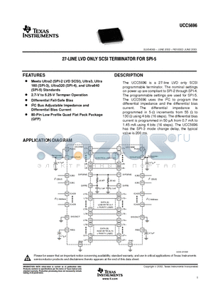 UCC5696 datasheet - 27 LINE LVD ONLY SCSI TERMINATOR FOR SPI-5