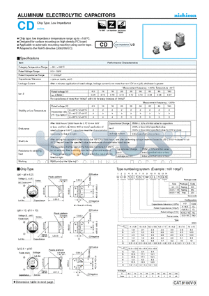 UCD1A101MCL datasheet - ALUMINUM ELECTROLYTIC CAPACITORS