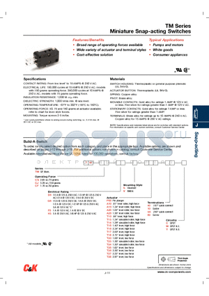 TMCD6P00S40C datasheet - Miniature Snap-acting Switches