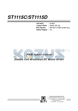 ST1115C datasheet - PWM Speed Control Double Coil Brushless DC Motor Driver