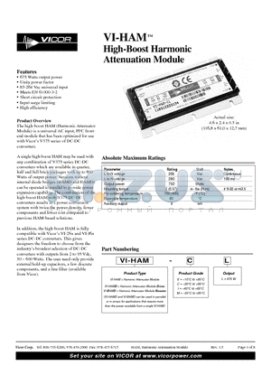 VI-HAM-ML datasheet - High-Boost Harmonic Attenuation Module