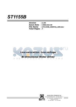 ST1155B datasheet - Low-saturation, Low-voltage Bi-directional Motor Driver