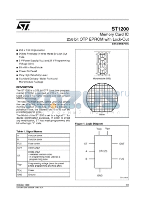 ST1200-B5 datasheet - Memory Card IC 256 bit OTP EPROM with Lock-Out