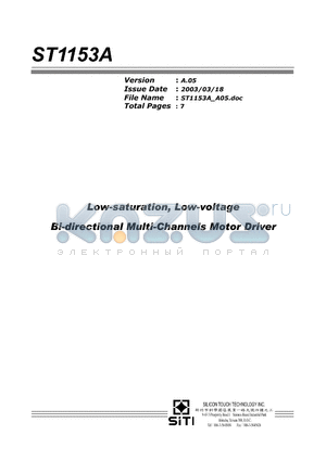 ST1153A datasheet - Low-saturation, Low-voltage Bi-directional Multi-Channels Motor Driver