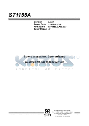 ST1155A datasheet - Low-saturation, Low-voltage bi-directional Motor Driver